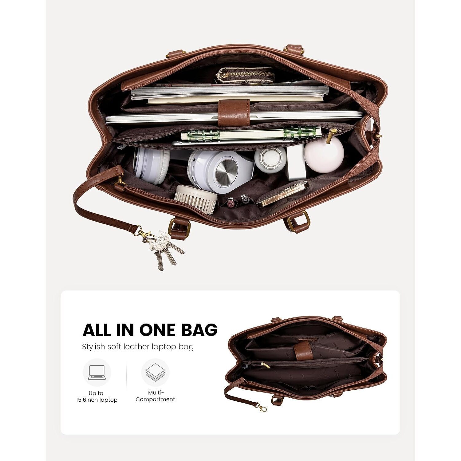 Laptop Bag For Women,15.6 Inch Laptop Tote Bag For Women,Vintage — image 3 of 8